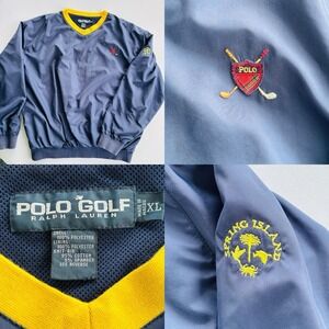 Vintage Polo Golf Ralph Lauren Pullover Jacket XL Spring Island V-Neck Navy